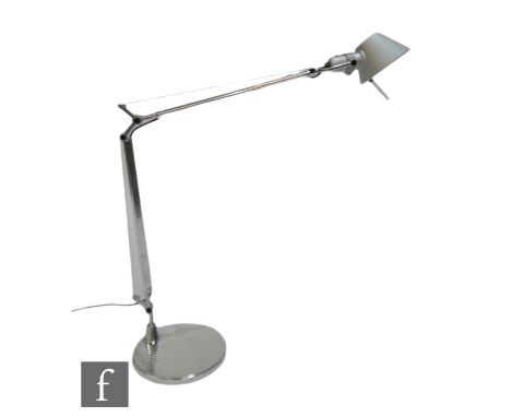 Artemide - A Tolomeo Desk Lamp in polished aluminium finish, with brushed aluminium shade, length 78cm, height 64.5cm, base d