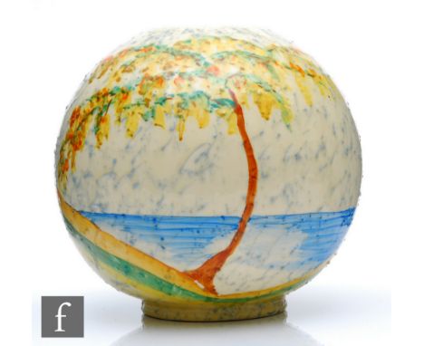 Clarice Cliff - Patina Coastal - A shape 370 globe vase circa&nbsp;1932, hand painted with a stylised coastal tree landscape 