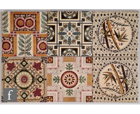 Various - Six late 19th Century 6 inch dust pressed tiles comprising two Jackson Bros examples with a bamboo design, a Minton