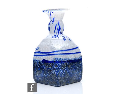 Milan Vorbruba - Gusum - An Aleppo glass vase of square section with applied swollen neck with everted rim, the textured body