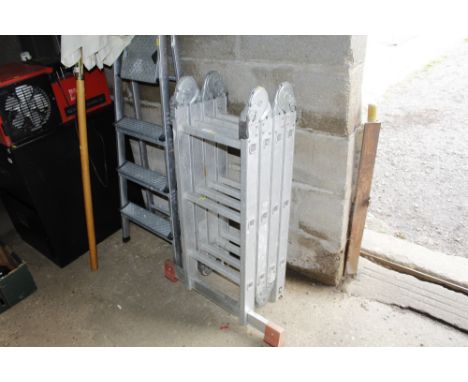 A folding aluminium ladder