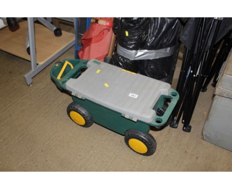 A garden trolley and contents of various tools