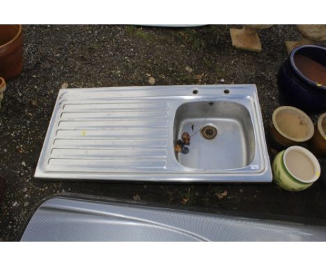 A stainless steel sink