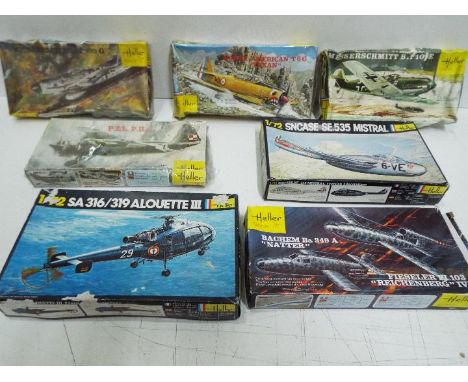 Heller - A fleet of seven boxed vintage plastic model aircraft kits in 1:72 scale from Heller. Lot includes #225 SA 316/319 A