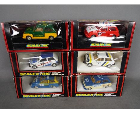 Scalextric - 6 x Metro models from the 1980s in various liveries including Esso and Computervision. # C149, # C303, # C360, #