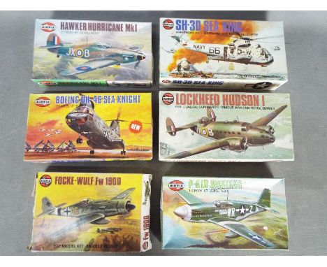 Airfix - Six boxed vintage plastic model aircraft kits in 1:72 scale by Airfix. Lot includes #61064 Focke-Wulf Fw 190D; #2065