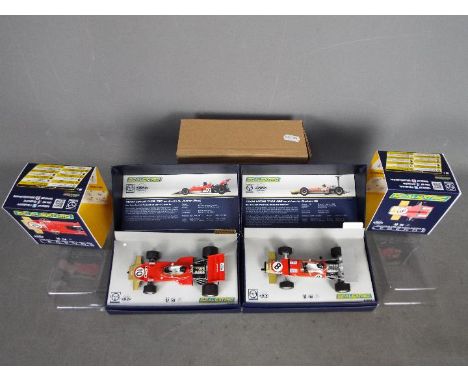 Scalextric - Lotus Type 49B and Lotus Type 72C as driven by Graham Hill and Jochen Rindt. These are limited editions of 4000 