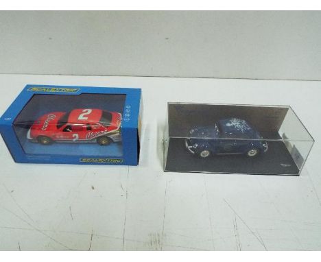Scalextric - Pink-Kar - Scalextric Ford Thunderbird stock car # C4067 and Pink-Kar VW Beetle slot car commemorating the Euro 