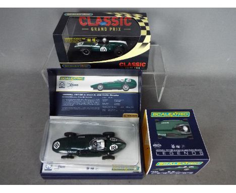 Scalextric - Vanwall VW1/56 and Cooper Climax T53 # C3404A, # C2729. The Vanwall is a limited edition, number 1898 of only 25