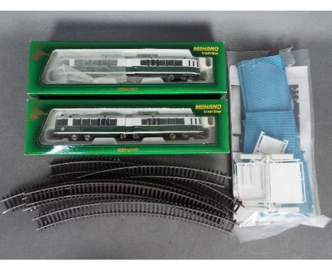 Mehano - Two boxed HO gauge Mehano #3400 Boeing Vertol T034/27393 LRTV 'Massachusetts Bay Transportation Authority. Models ap