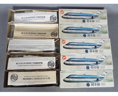 Airfix - Five boxed vintage Airfix plastic model aircraft kits of #03176 McDonnel DC-9-30 'KLM' in 1:144 scale. All kits have