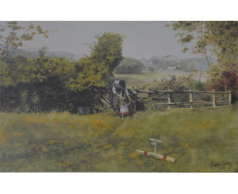 After Robin Smith, The Birthday Present, signed in pencil, ltd ed print 433/850, 26cm x 36.5cm, framed and glazed.