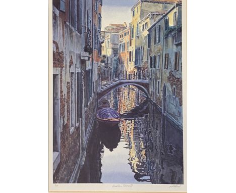 After M M Wood, Venetian Scene II, signed and A/P edition colour print, 37x26cm.