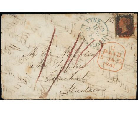 Great Britain1840 One Penny BlackPlate VJF good to large margins all round, tied by red Maltese Cross cancellation to home ma