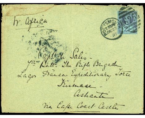 Gold Coast1897 (22 Oct.) envelope ex the Capt. de Salis correspondence from Portsmouth to "7th. Batt. The Rifle Brigade Lagos