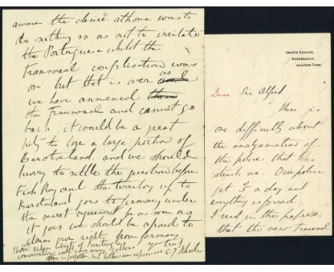 (x) RhodesiaUndated letter, written on Groote Schuur imprinted paper, from C.J. Rhodes to Sir Alfred, contents include refere