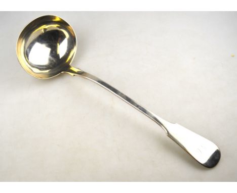 An early Victorian Scottish silver fiddle pattern soup ladle, Andrew Wilkie, Edinburgh 1837 (William IV duty work). 7.3 oz