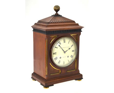 Depree Rayeburn & Young, Exeter, an eight-day Regency style mahogany cased bracket clock, the brass two train movement stampe