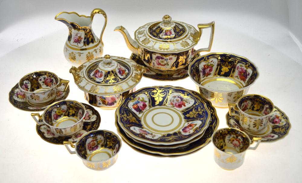 A Ridgway Old English tea service, pattern 2/1043 comprising Teapot