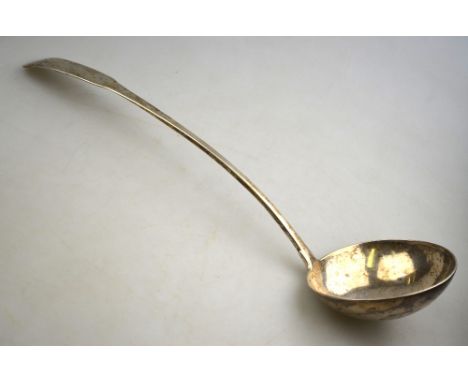 An early 19th century Maltese 10.5 deniers fiddle pattern soup ladle, maker G.O. (circa 1800), 5.7 oz