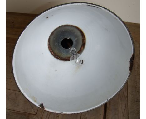 Large green enamel industrial shade