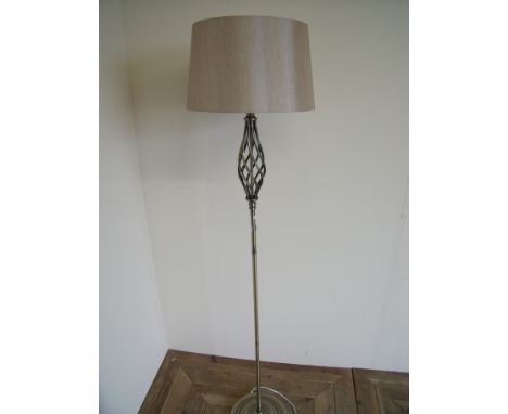Ex shop display as new brush steel effect standard lamp with shade