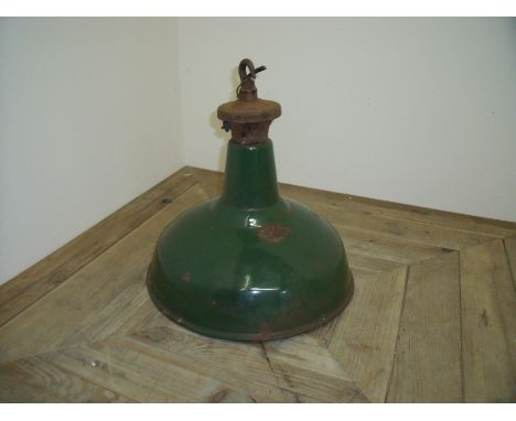 Large industrial enamel centre light fitting (diameter 41cm)