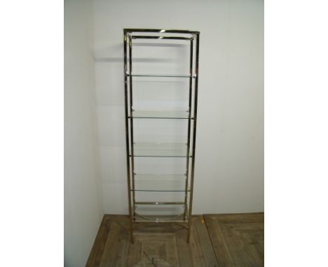 Modern metal framed five tier glass shelf unit (50cm x 30cm x 168cm)