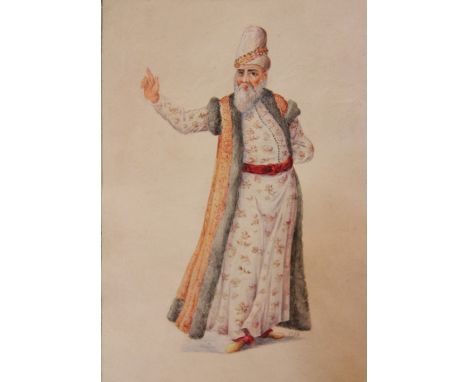 English school, early 20th century,A Turkish Vizir,Watercolour and gouache,17cm x 11cm,together with a collection of unframed