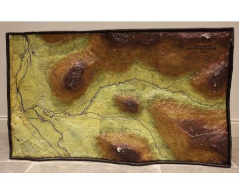 A bespoke made relief modelled topographical map of Clifton-on-Bowmont Experiment &amp; Demonstration Farm, Roxburghshire, ma