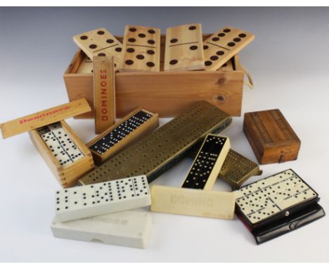 A collection of country house games to include a brass mounted cribbage board of large proportions, late 19th century, engrav