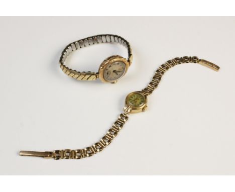 A Lady's vintage 9ct Valex 17 jewels wristwatch, the round cream dial with baton markers and Arabic numerals, set to a plain 