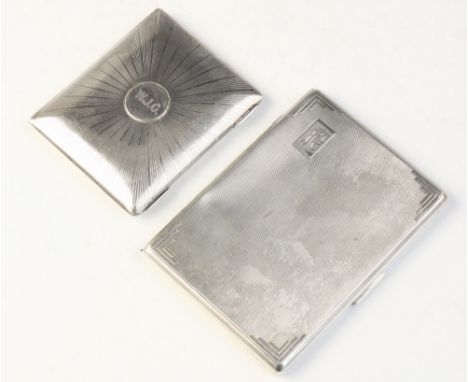 An Art Deco silver cigarette case by W H Manton Ltd, Birmingham 1933, of rectangular form with engine turned decoration, 11.5