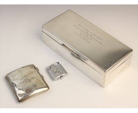 WORLD WAR II NAVAL INTEREST: A silver cigarette case by Page, Keen & Page, Birmingham 1939, inscribed 'H. West H.M.S. "Escort