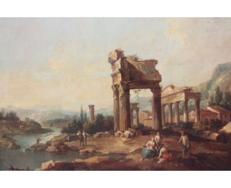 Circle of Francesco Zuccarelli RA (Pitigliano, Umbria 1702-1788 Florence),An Arcadian landscape with figures amongst classica