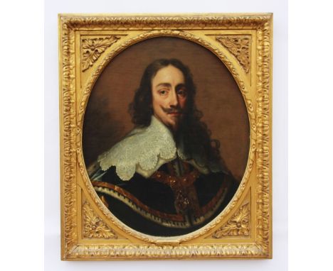 Follower of Daniel Mytens (Delft 1590-1648 The Hague),Portrait of Charles I,Head and shoulders wearing a lace collar and badg