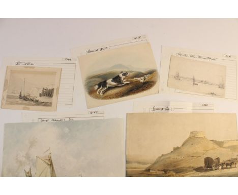 George Chambers Snr OWS (1803-1840),A galliott and shipping off the Dutch coast,Watercolour,Signed,20cm x 28cm,together with 