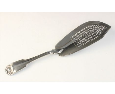 A George III silver fish slice by William Eley &amp; William Fearn, London 1819, with fiddle, thread and shell pattern handle