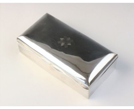 An Edwardian silver cigarette box by Robert Pringle &amp; Sons, London 1906, of rectangular form, engraved with the Star of t