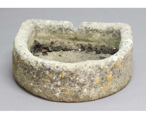 GRITSTONE PUMP TROUGH, with D end, 55cm x 53cm