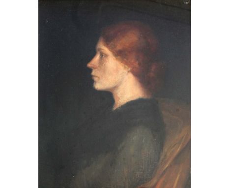 •HUBERT LINDSAY WELLINGTON (1879-1967) PORTRAIT, PROBABLY OF THE ARTIST'S SECOND WIFE, CHARLOTTE Oil on canvas 49.5 x 39cm. +
