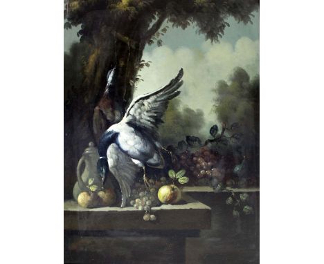 MANNER OF JEAN BAPTISTE OUDRY (1686-1755), 20th CENTURY DEAD FOWL AND FRUIT Oil on canvas,  98.5 x 72.5cm. ++ Lined; some ass