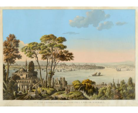 AFTER LOUIS FRANCOIS CASSAS (1756-1827) VUE DE CONSTANTINOPLE PRISE DE LA MER DE MARMARA Engraving with fine hand colouring b