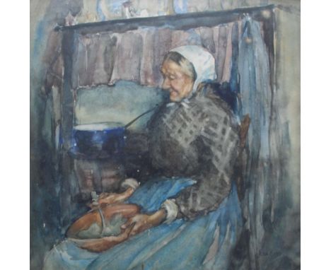 •JEKA KEMP (1876-1967) `MERE TOTO` Signed, watercolour 31 x 31cm.; with two signed watercolours by Elizabeth Geddes (`Near Bl