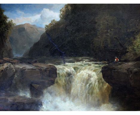 JOHN BRANDON SMITH (1848-c.1893) FISHERMAN BY A WATERFALL; WOMAN ON A RIVERSIDE PATH A pair, both signed and dated 1892 and 1