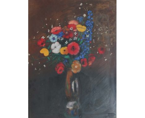 •STUDIO OF MIGUEL CANALS (1925-1995) STILL LIFE OF FLOWERS (STYLE OF ODILION REDON) Bears signature ODILON REDON, Canals stud