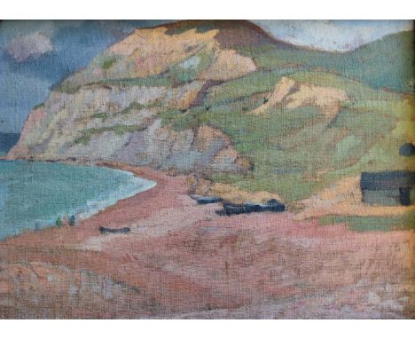 •HUBERT LINDSAY WELLINGTON (1879-1967) GOLDEN CAP, NEAR LYME, DORSET Signed with dedication (To Evelyn/ with Love from Hubert