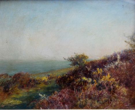 JOHN WHITE (1851-1933) ON BEER COMMON Signed, inscribed Mrs Longe/ On Beer Common/ Xmas 1922 - verso, oil on panel 19.5 x 24c