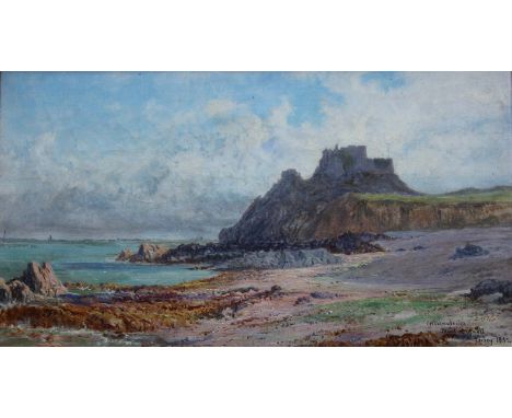 CHARLES H. POINGDESTRE (1825-1905) MONT ORGUEIL, JERSEY Signed, inscribed with title and dated 1882, oil on canvas 19.5 x 36c