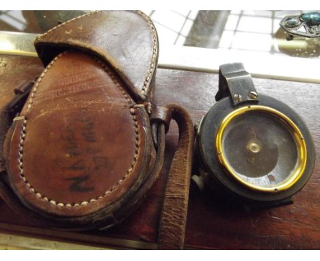 Military compass  in leather case, John Wardale & Co